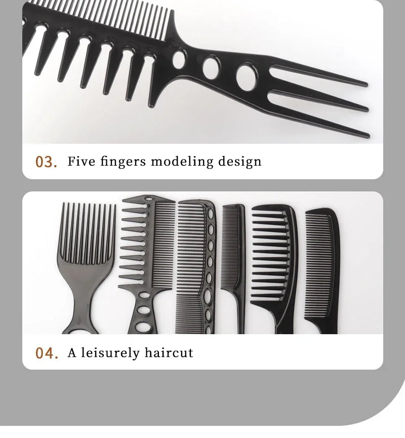 Hair Cutting Comb Set – 6Pcs Professional Barber Salon Hair Styling Accessories - ZOOMNSTORE