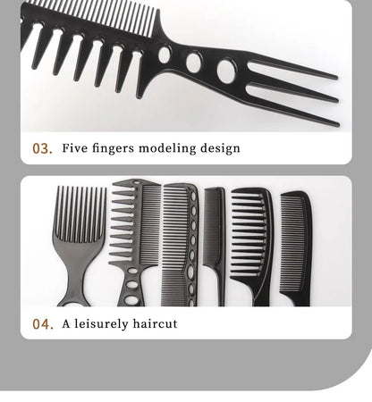 Hair Cutting Comb Set – 6Pcs Professional Barber Salon Hair Styling Accessories - ZOOMNSTORE