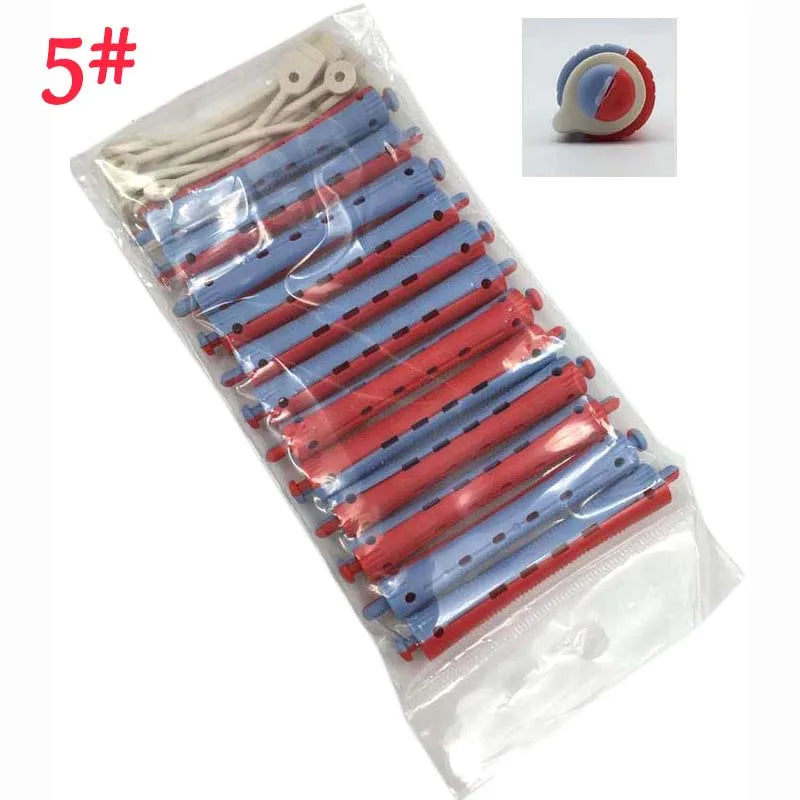 Hair Rollers Set – 12 Pcs Salon Rubber Band Cold Perm Rods Curling Hair Tools - ZOOMNSTORE