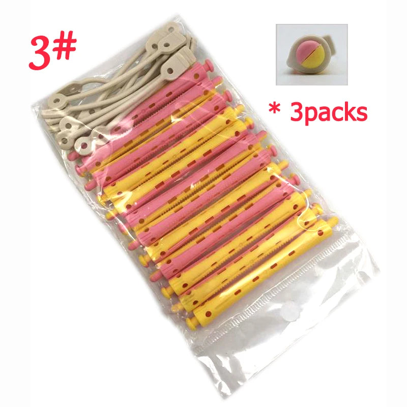 Hair Rollers Set – 12 Pcs Salon Rubber Band Cold Perm Rods Curling Hair Tools - ZOOMNSTORE