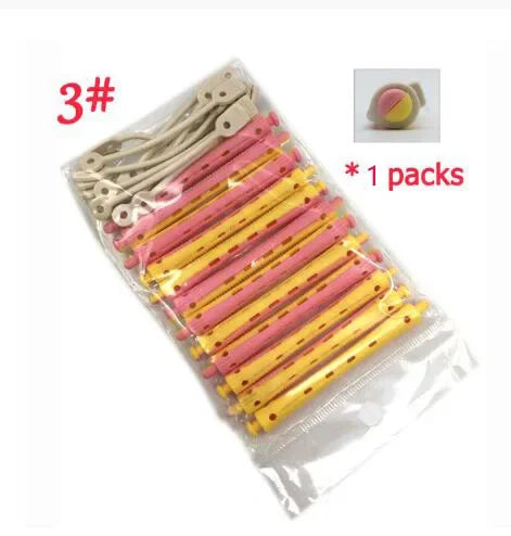 Hair Rollers Set – 12 Pcs Salon Rubber Band Cold Perm Rods Curling Hair Tools - ZOOMNSTORE