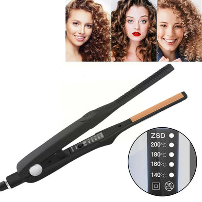 Hair Straightener Curler - Small Flat Iron With Ionic Ceramic Plates & Tourmaline - ZOOMNSTORE