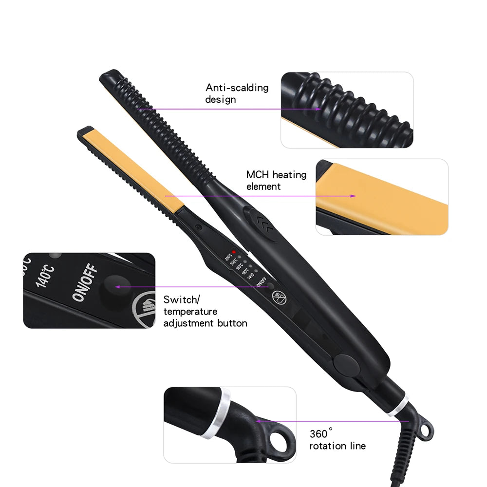 Hair Straightener Curler - Small Flat Iron With Ionic Ceramic Plates & Tourmaline - ZOOMNSTORE
