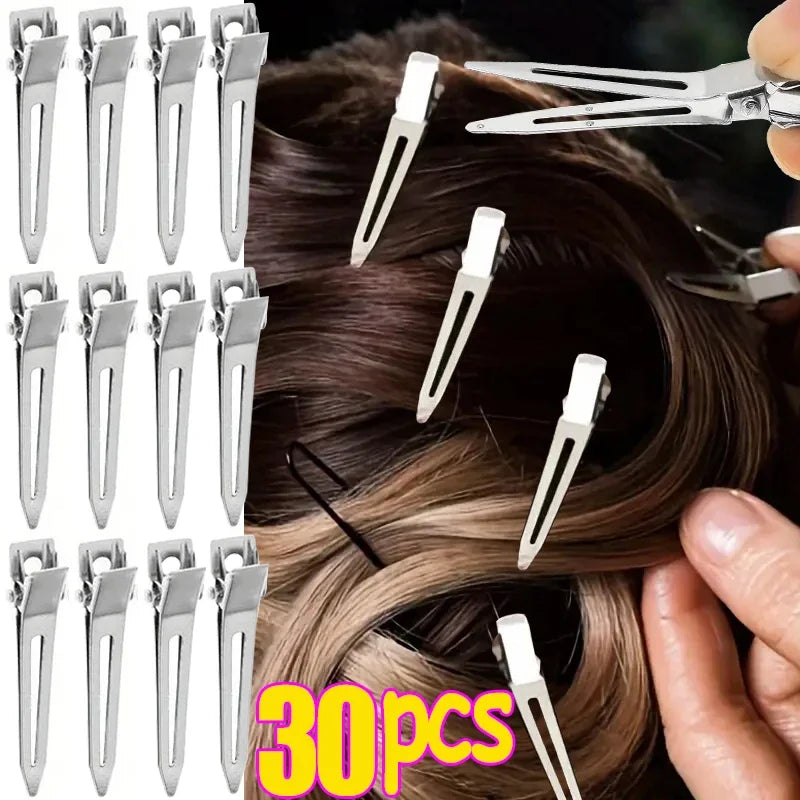 Hair Styling Clips - Ladies Hair Clip Set with Metal Sectioning Barrettes | Fashion Silver Hairdressing Accessories - ZOOMNSTORE