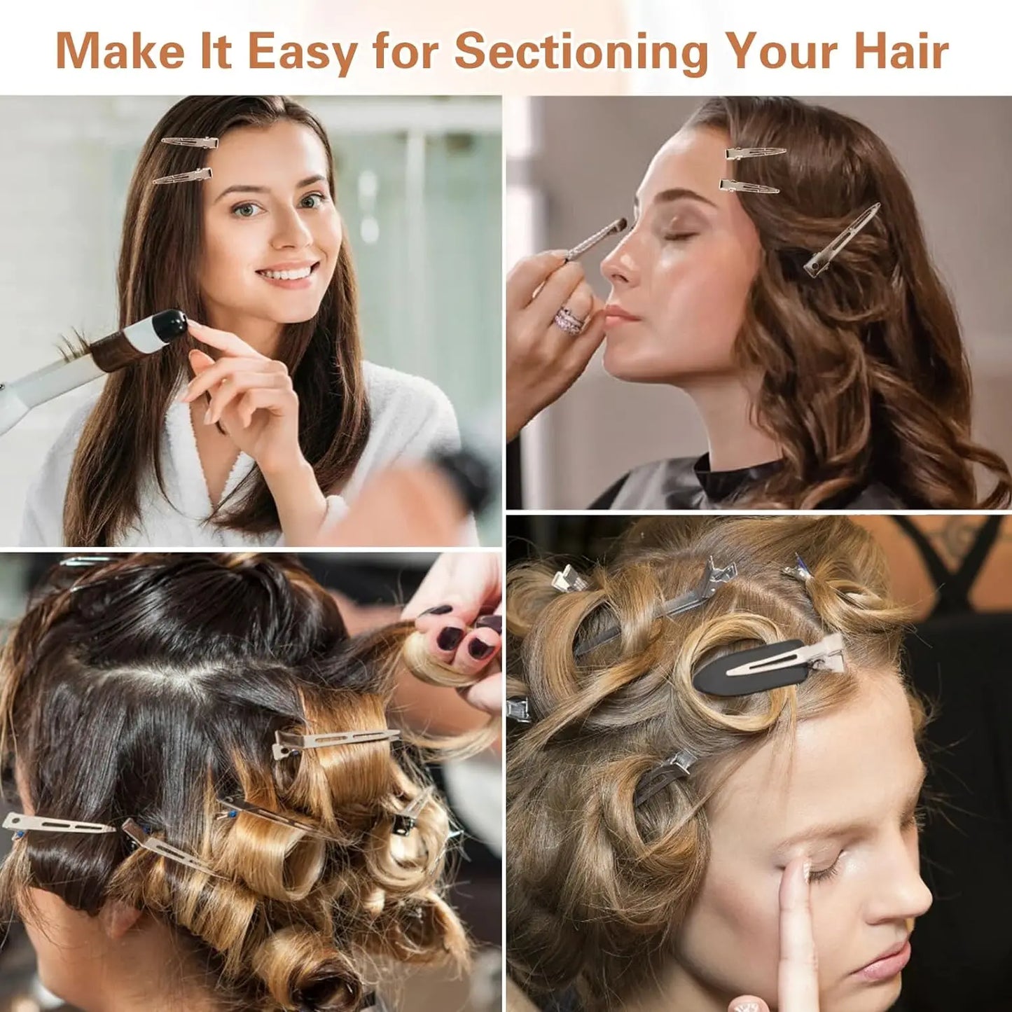 Hair Styling Clips - Ladies Hair Clip Set with Metal Sectioning Barrettes | Fashion Silver Hairdressing Accessories - ZOOMNSTORE