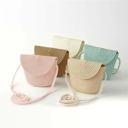 Half Moon Rattan Crossbody Bag - Handmade Woven Straw Beach Bag for Women - ZOOMNSTORE