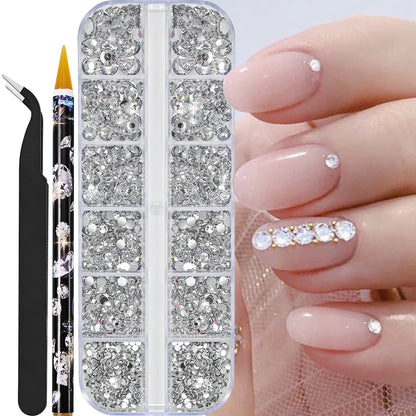 Half Round Pearl Beads - 3D Nail Charms Flatback White Pearls Various Sizes 15-5mm - ZOOMNSTORE