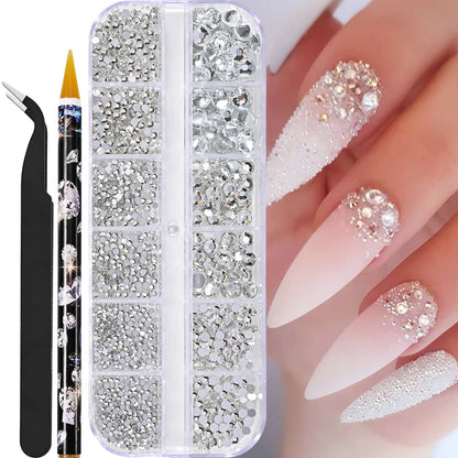 Half Round Pearl Beads - 3D Nail Charms Flatback White Pearls Various Sizes 15-5mm - ZOOMNSTORE