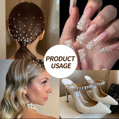 Half Round Pearl Beads - 3D Nail Charms Flatback White Pearls Various Sizes 15-5mm - ZOOMNSTORE