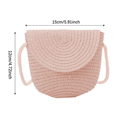 Half Moon Rattan Crossbody Bag - Handmade Woven Straw Beach Bag for Women - ZOOMNSTORE