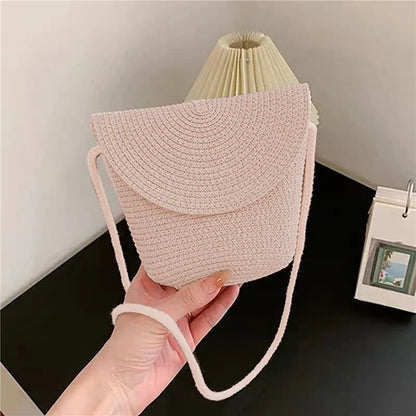 Half Moon Rattan Crossbody Bag - Handmade Woven Straw Beach Bag for Women - ZOOMNSTORE