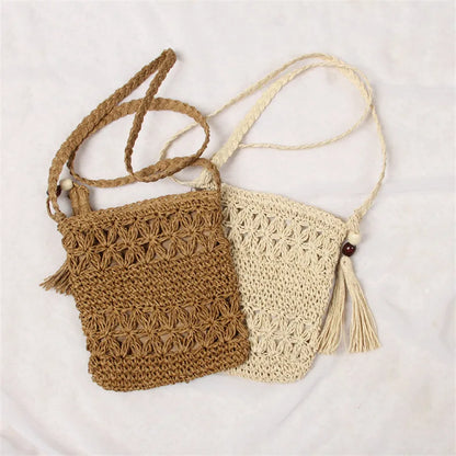 Half Moon Rattan Crossbody Bag - Handmade Woven Straw Beach Bag for Women - ZOOMNSTORE