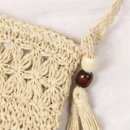 Half Moon Rattan Crossbody Bag - Handmade Woven Straw Beach Bag for Women - ZOOMNSTORE