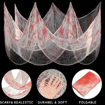 Creepy Bloody Black Gauze Cloth - Halloween Decoration Fabric for Parties and Yards - ZOOMNSTORE