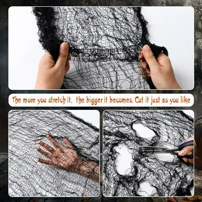 Creepy Bloody Black Gauze Cloth - Halloween Decoration Fabric for Parties and Yards - ZOOMNSTORE