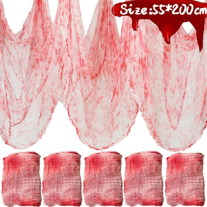 Creepy Bloody Black Gauze Cloth - Halloween Decoration Fabric for Parties and Yards - ZOOMNSTORE