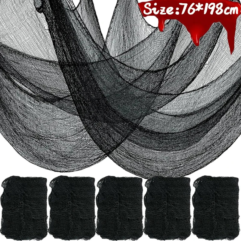 Creepy Bloody Black Gauze Cloth - Halloween Decoration Fabric for Parties and Yards - ZOOMNSTORE
