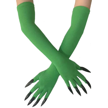 Cool Halloween gloves Green Ghost claws Dress up gloves Fashion black long nails Cosplay Halloween funny gloves C068 - ZOOMNSTORE