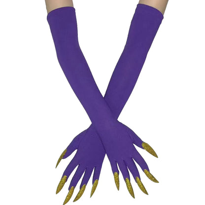 Cool Halloween gloves Green Ghost claws Dress up gloves Fashion black long nails Cosplay Halloween funny gloves C068 - ZOOMNSTORE