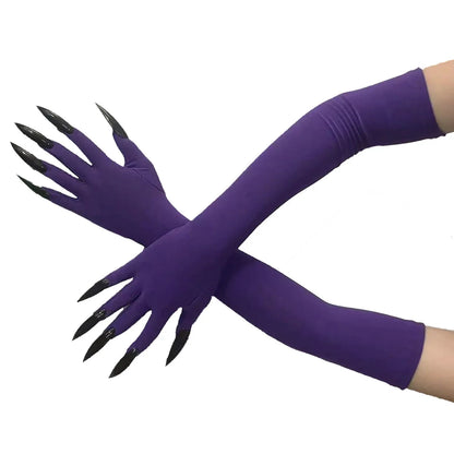 Cool Halloween gloves Green Ghost claws Dress up gloves Fashion black long nails Cosplay Halloween funny gloves C068 - ZOOMNSTORE