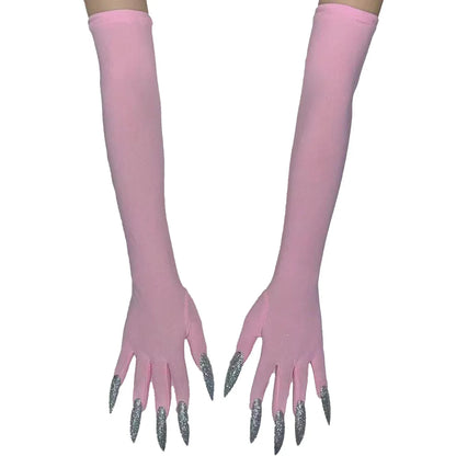 Cool Halloween gloves Green Ghost claws Dress up gloves Fashion black long nails Cosplay Halloween funny gloves C068 - ZOOMNSTORE