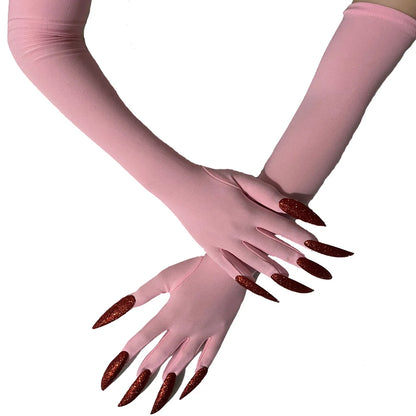 Cool Halloween gloves Green Ghost claws Dress up gloves Fashion black long nails Cosplay Halloween funny gloves C068 - ZOOMNSTORE