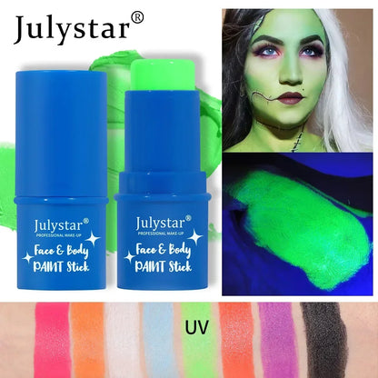 Halloween Face Body Painting Stick Cream Waterproof UV Light Neon Green Purple Pink Black White Paint Party Art Makeup - ZOOMNSTORE