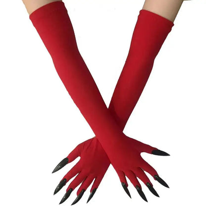 Cool Halloween gloves Green Ghost claws Dress up gloves Fashion black long nails Cosplay Halloween funny gloves C068 - ZOOMNSTORE