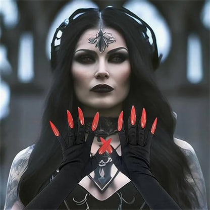 Cool Halloween gloves long section ghost claw dress up gloves fashionable red long nails Cosplay Halloween funny gloves - ZOOMNSTORE