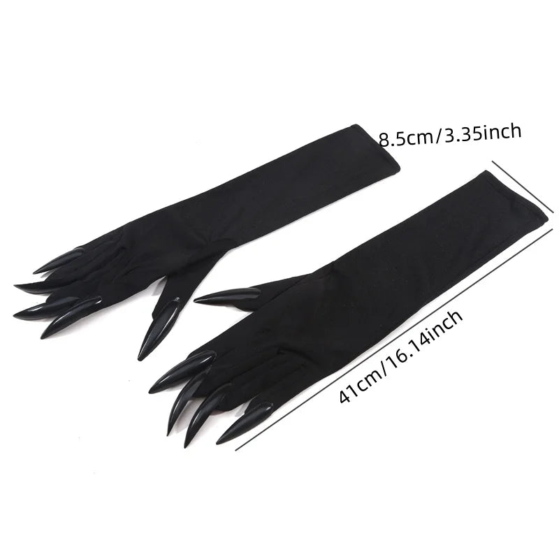 Cool Halloween gloves long section ghost claw dress up gloves fashionable red long nails Cosplay Halloween funny gloves - ZOOMNSTORE