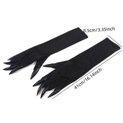 Cool Halloween gloves long section ghost claw dress up gloves fashionable red long nails Cosplay Halloween funny gloves - ZOOMNSTORE