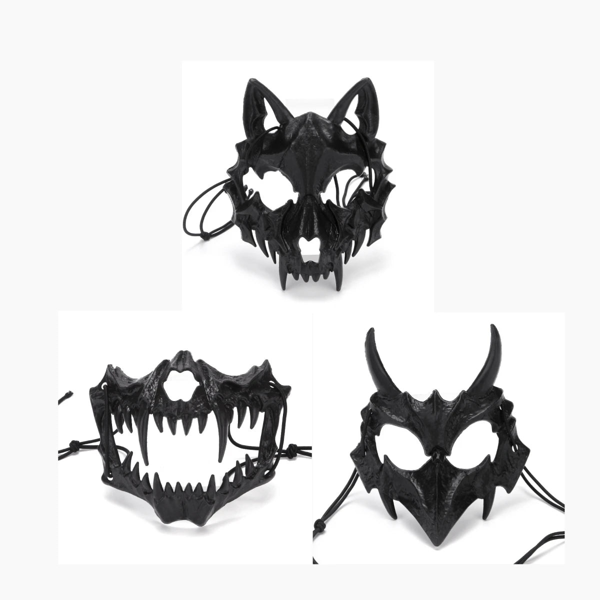 Halloween Half-Face Mask - Dragon God Tiger Tengu Wolf Skull Performance Masks - ZOOMNSTORE