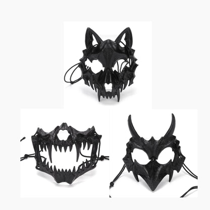 Halloween Half-Face Mask - Dragon God Tiger Tengu Wolf Skull Performance Masks - ZOOMNSTORE