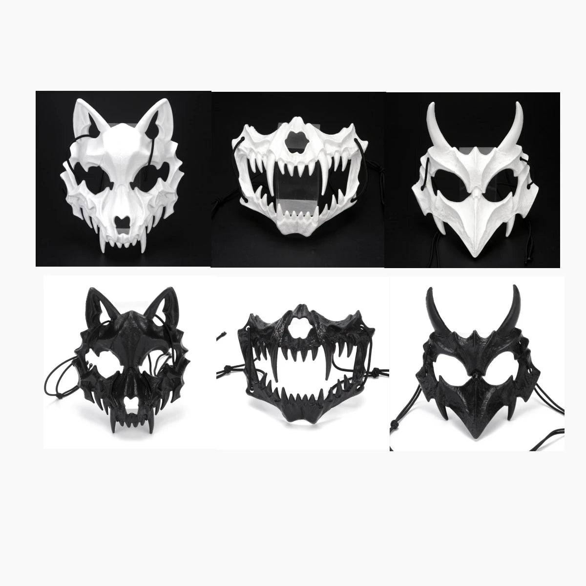 Halloween Half-Face Mask - Dragon God Tiger Tengu Wolf Skull Performance Masks - ZOOMNSTORE