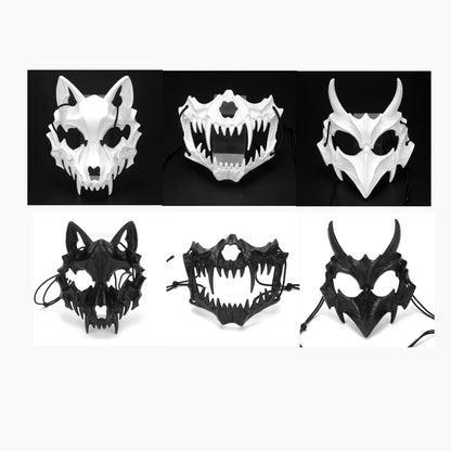 Halloween Half-Face Mask - Dragon God Tiger Tengu Wolf Skull Performance Masks - ZOOMNSTORE