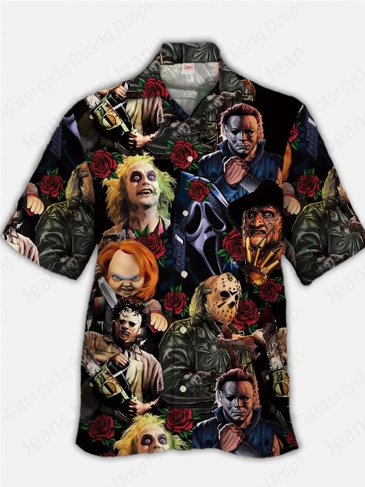 Halloween Hawaiian Shirt - Chucky Movie Casual Loose Short Sleeve Beach Blouse - ZOOMNSTORE