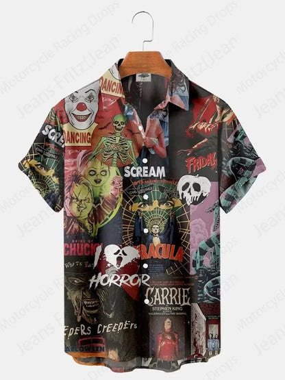 Halloween Hawaiian Shirt - Chucky Movie Casual Loose Short Sleeve Beach Blouse - ZOOMNSTORE