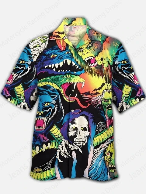 Halloween Hawaiian Shirt - Chucky Movie Casual Loose Short Sleeve Beach Blouse - ZOOMNSTORE