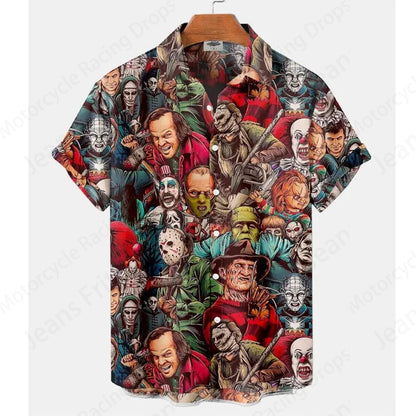Halloween Hawaiian Shirt - Chucky Movie Casual Loose Short Sleeve Beach Blouse - ZOOMNSTORE
