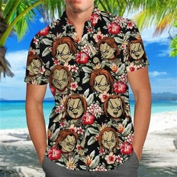 Halloween Hawaiian Shirt - Chucky Movie Casual Loose Short Sleeve Beach Blouse - ZOOMNSTORE