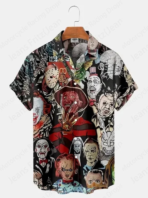 Halloween Hawaiian Shirt - Chucky Movie Casual Loose Short Sleeve Beach Blouse - ZOOMNSTORE