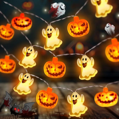Halloween Pumpkin  Ghost String Lights - Battery Powered LED Decor for Home  Garden - ZOOMNSTORE