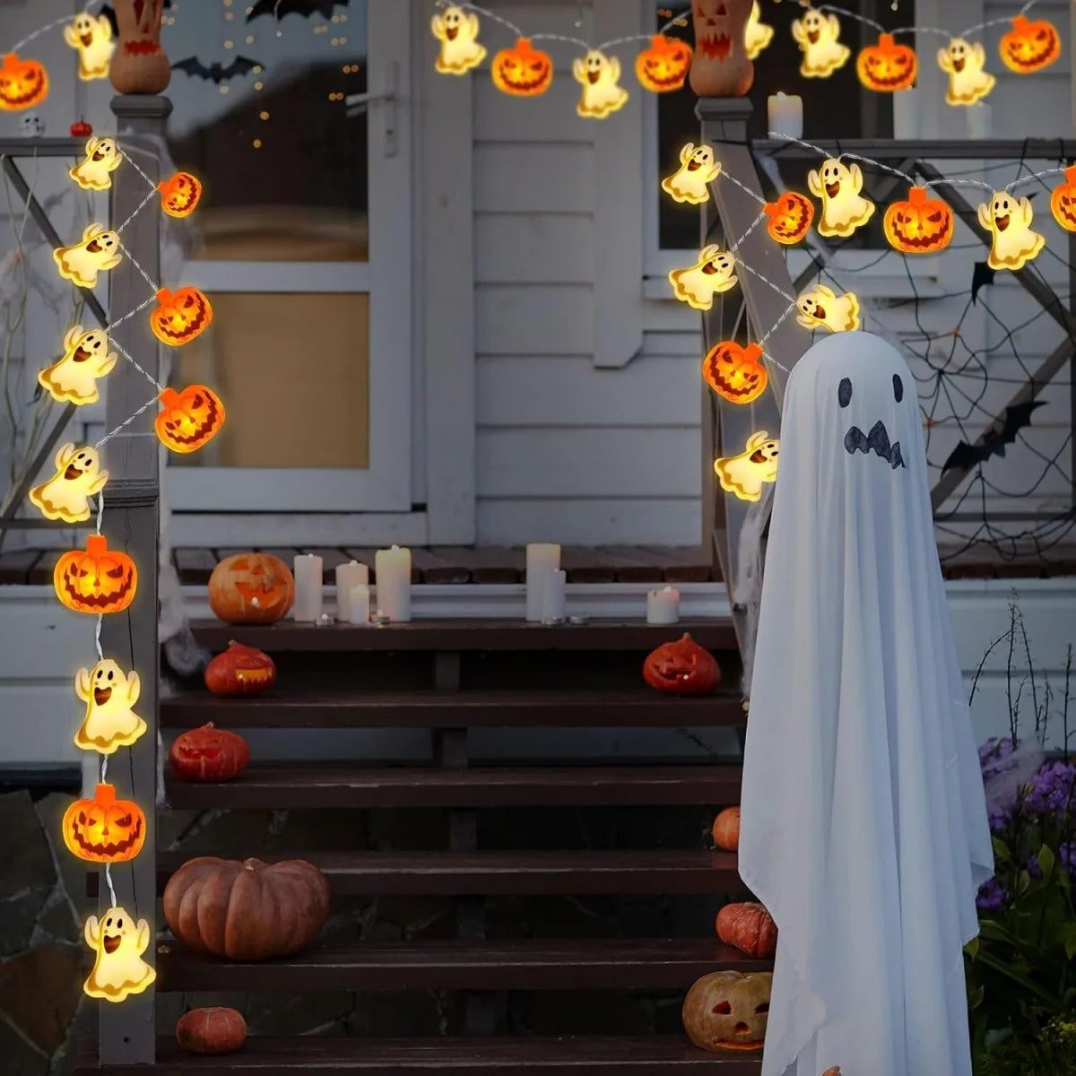 Halloween Pumpkin  Ghost String Lights - Battery Powered LED Decor for Home  Garden - ZOOMNSTORE
