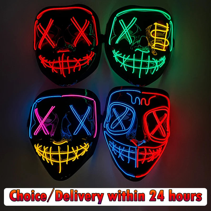 Wireless LED Halloween Purge Mask - Glowing Masquerade Horror Mask - ZOOMNSTORE