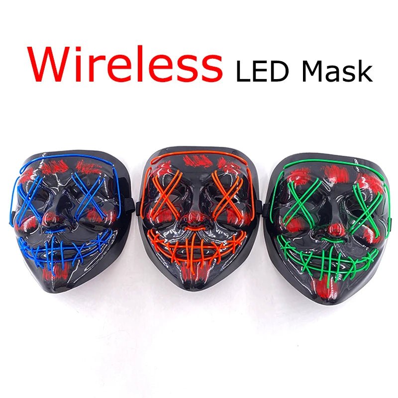 Wireless LED Halloween Purge Mask - Glowing Masquerade Horror Mask - ZOOMNSTORE