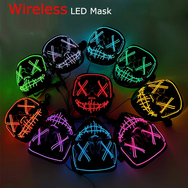 Wireless LED Halloween Purge Mask - Glowing Masquerade Horror Mask - ZOOMNSTORE
