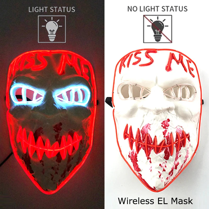 Wireless LED Halloween Purge Mask - Glowing Masquerade Horror Mask - ZOOMNSTORE