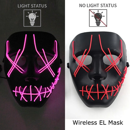 Wireless LED Halloween Purge Mask - Glowing Masquerade Horror Mask - ZOOMNSTORE