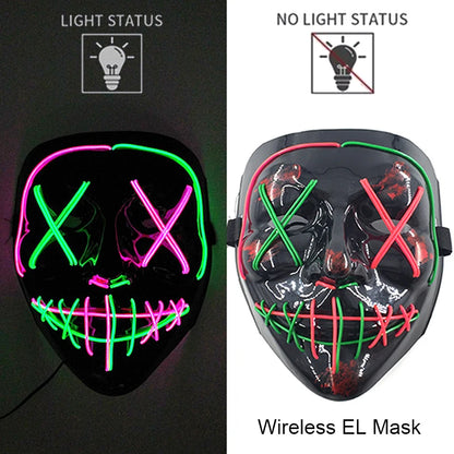 Wireless LED Halloween Purge Mask - Glowing Masquerade Horror Mask - ZOOMNSTORE
