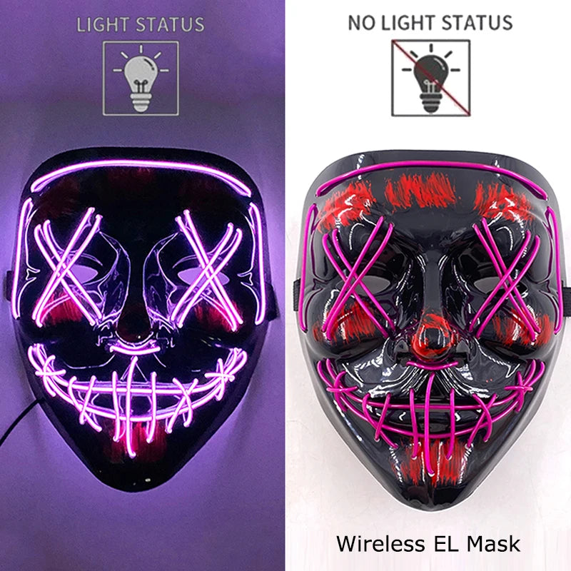 Wireless LED Halloween Purge Mask - Glowing Masquerade Horror Mask - ZOOMNSTORE